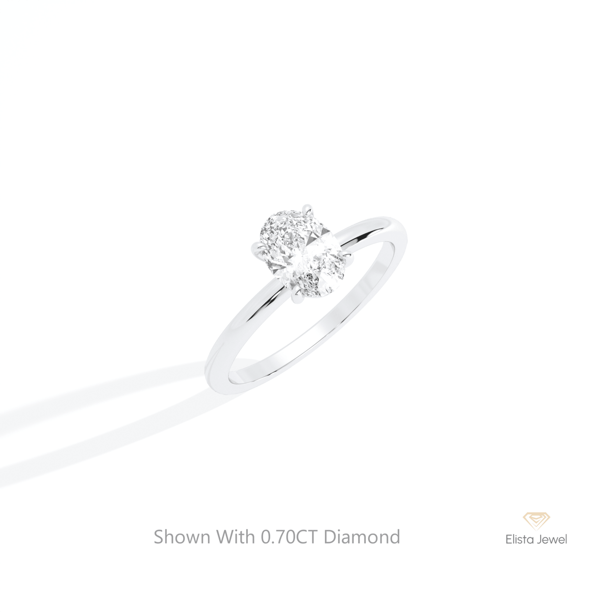 Oval Cut Solitaire Engagement Lab Grown Diamond Ring in 10K Yellow Gold - Side View