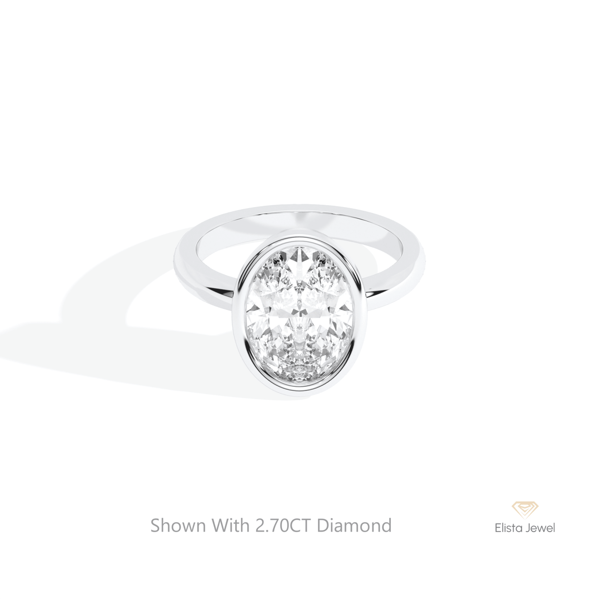 Oval Cut Solitaire Engagement Lab Grown Diamond Ring in 14K Yellow Gold - Detail View