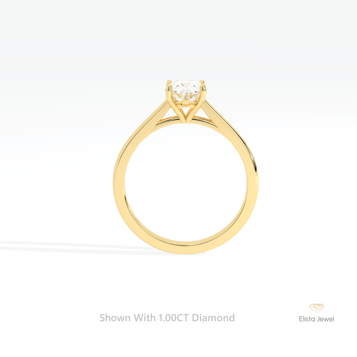 Oval Cut Solitaire Engagement Lab Grown Diamond Ring in 18K White Gold - Close-up View