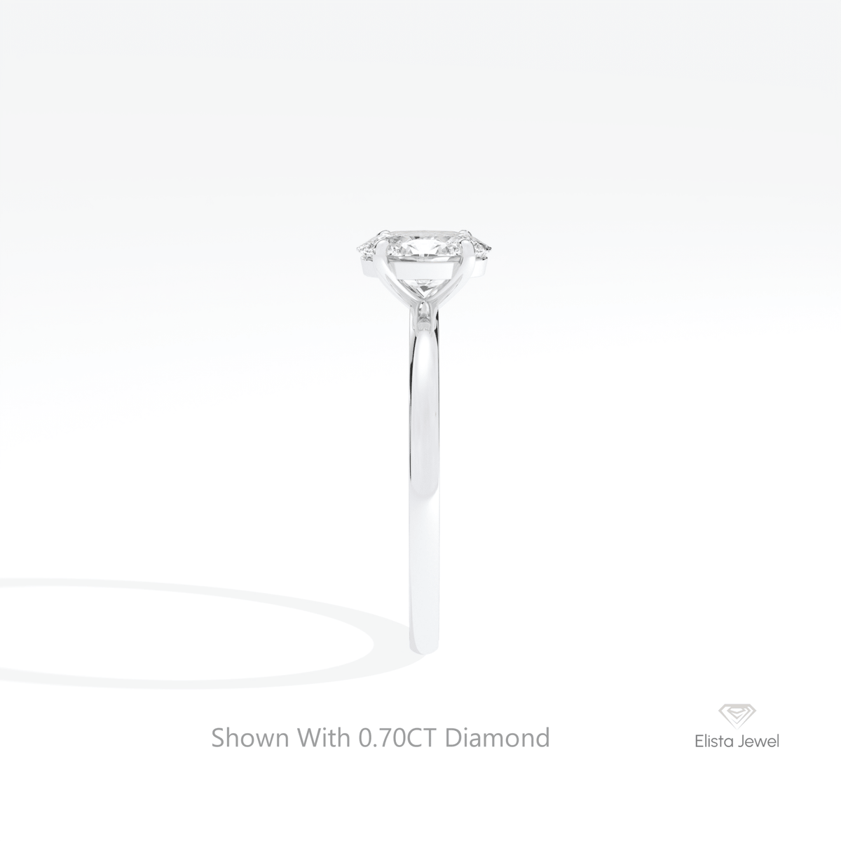 Oval Cut Solitaire Engagement Lab Grown Diamond Ring in 14K White Gold - Top View