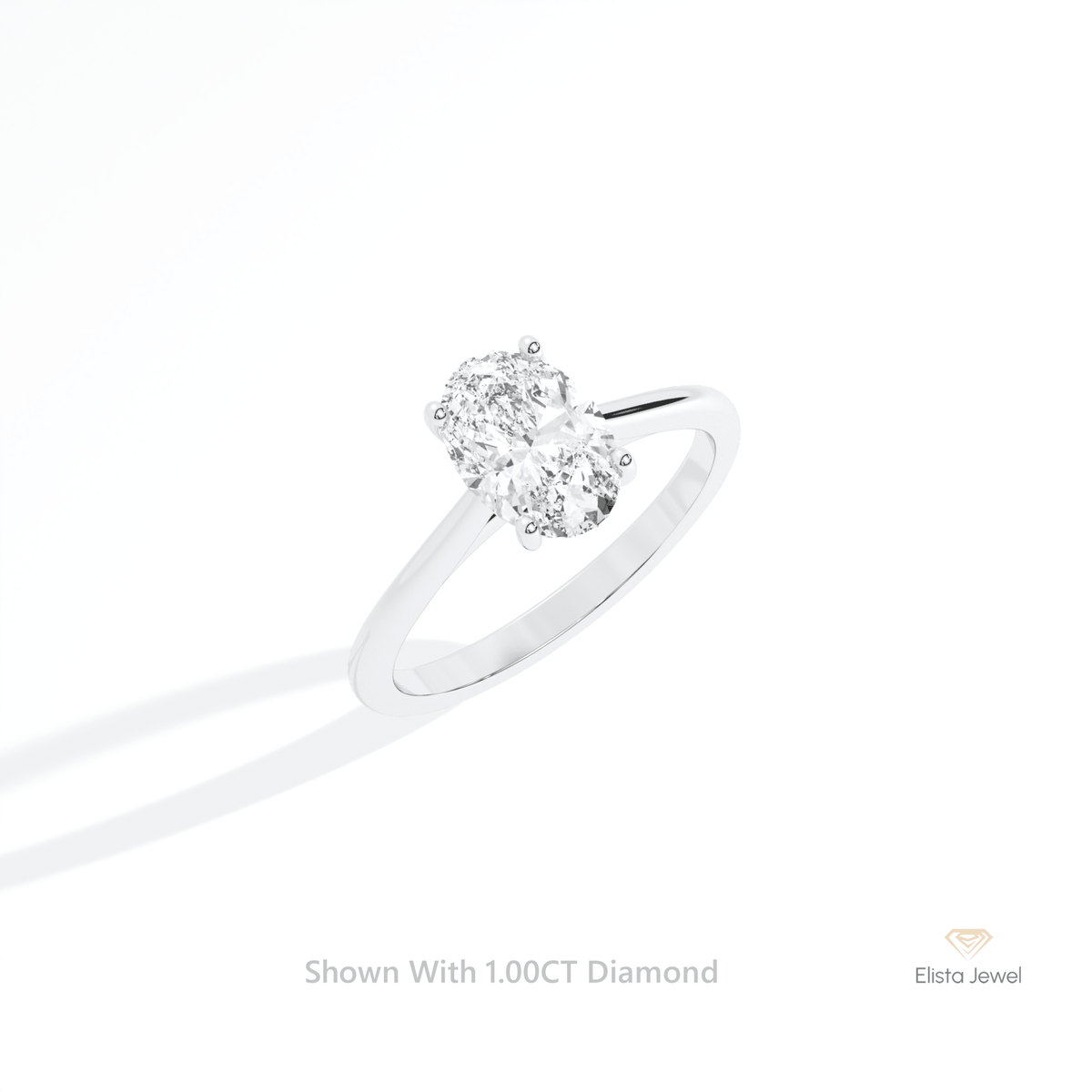 Oval Cut Solitaire Engagement Lab Grown Diamond Ring in 10K Yellow Gold - Side View