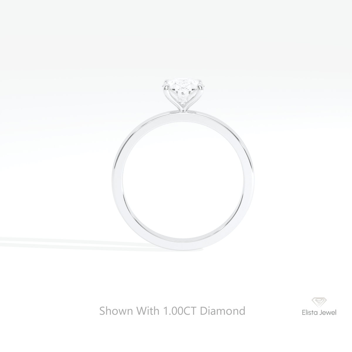 Oval Cut Solitaire Engagement Lab Grown Diamond Ring in 18K White Gold - Close-up View