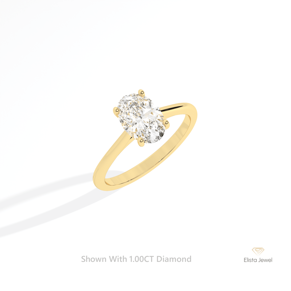 Oval Cut Solitaire Engagement Lab Grown Diamond Ring in 14K Rose Gold - Profile View