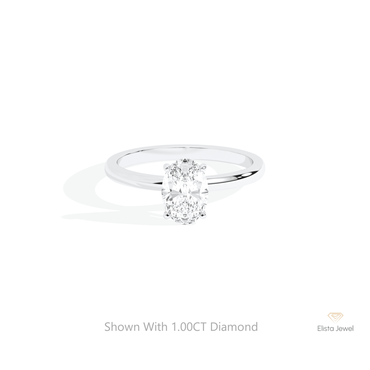 Oval Cut Solitaire Engagement Lab Grown Diamond Ring in 14K Yellow Gold - Detail View