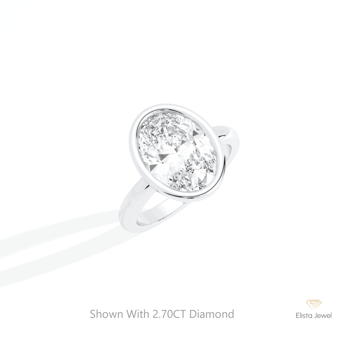 Oval Cut Solitaire Engagement Lab Grown Diamond Ring in 14K Rose Gold - Profile View