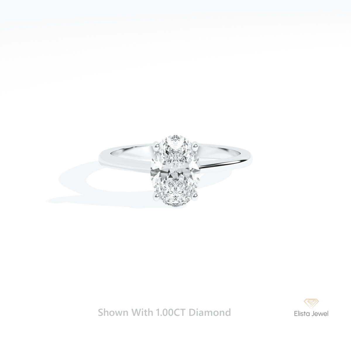 Oval Cut Solitaire Engagement Lab Grown Diamond Ring in 10K White Gold - Front View