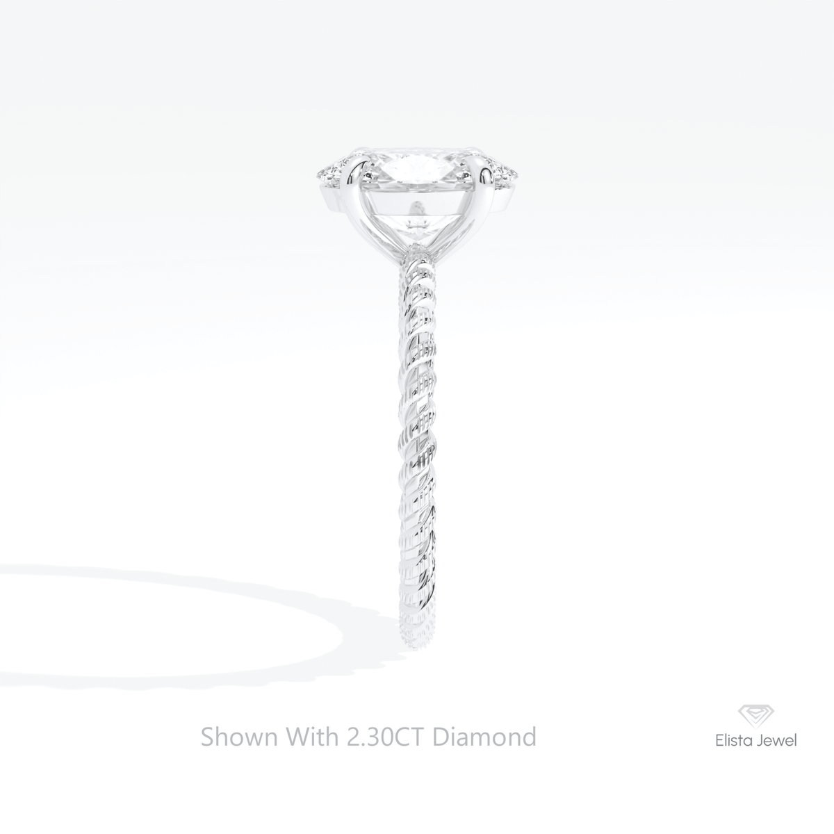 Oval Cut Solitaire Engagement Lab Grown Diamond Ring in 18K Yellow Gold - Perspective View