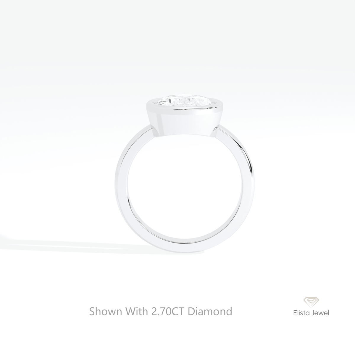 Oval Cut Solitaire Engagement Lab Grown Diamond Ring in 18K White Gold - Close-up View