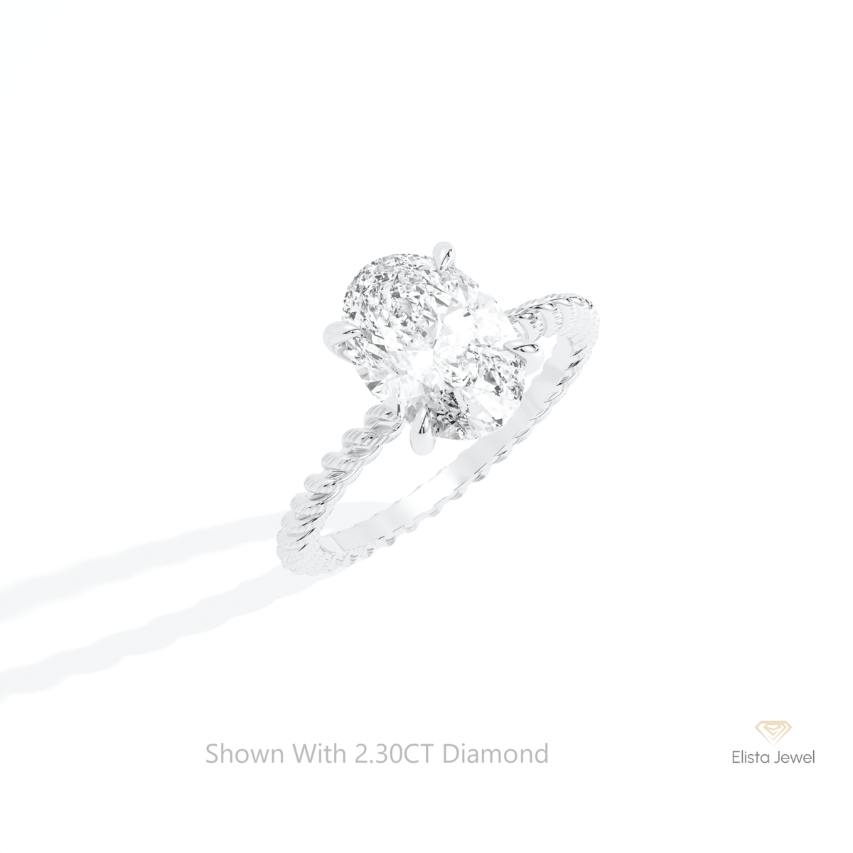 Oval Cut Solitaire Engagement Lab Grown Diamond Ring in 14K Rose Gold - Profile View