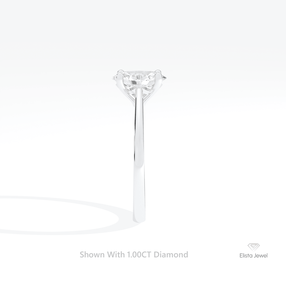 Oval Cut Solitaire Engagement Lab Grown Diamond Ring in 14K White Gold - Top View