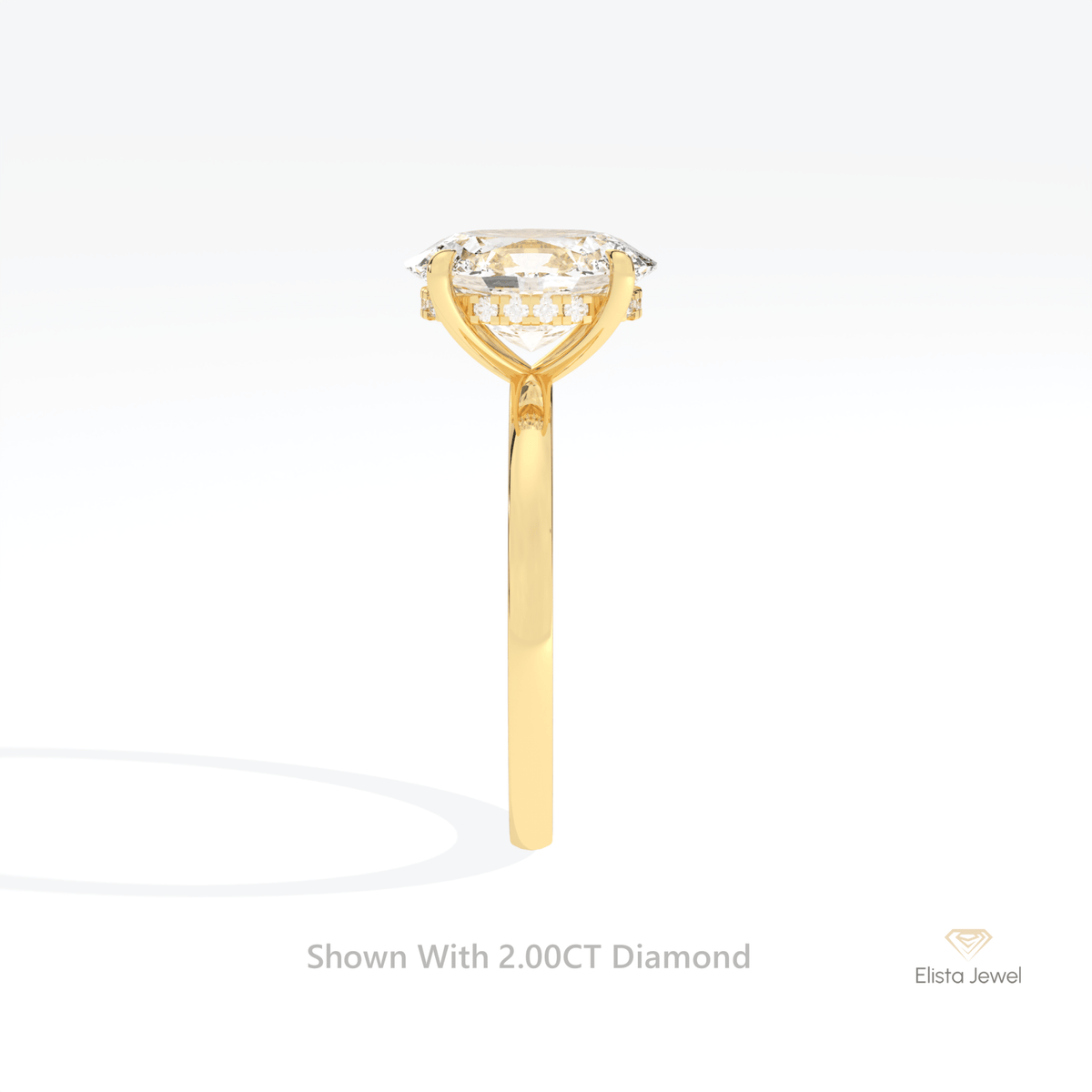 Oval Cut Solitaire Hidden Halo Wedding Lab Grown Diamond Ring - Additional View