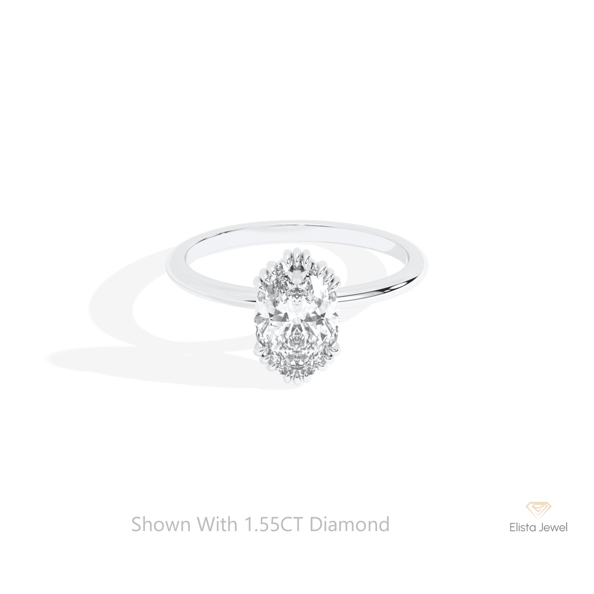 Oval Cut Solitaire Wedding Lab Grown Diamond Ring in 14K Yellow Gold - Detail View