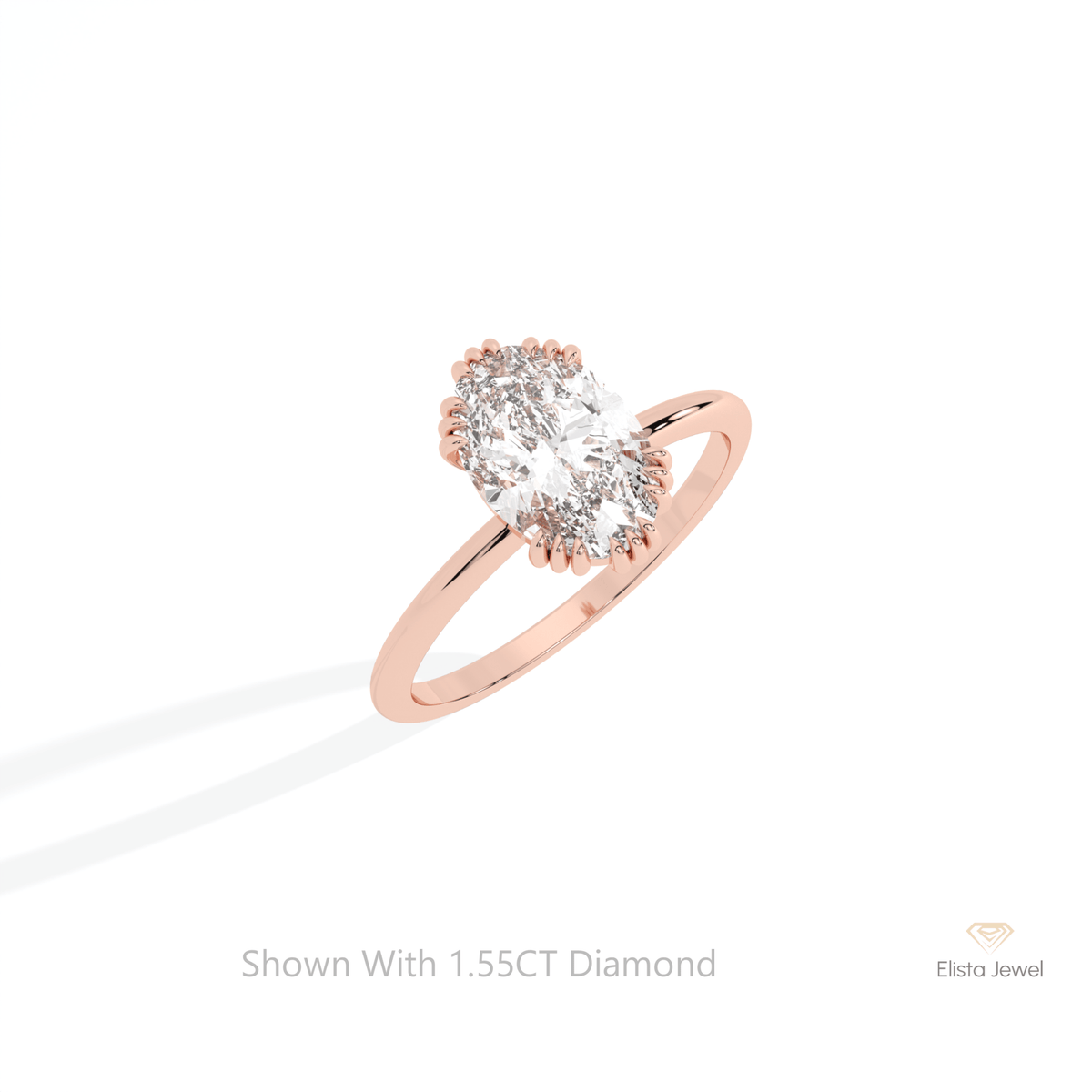 Oval Cut Solitaire Wedding Lab Grown Diamond Ring in 10K Yellow Gold - Side View