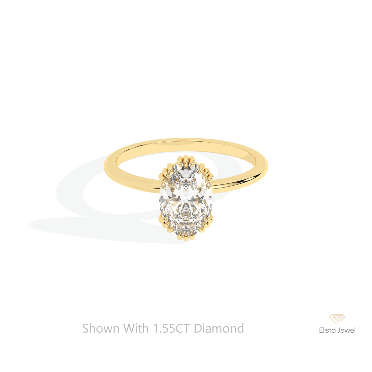 Oval Cut Solitaire Wedding Lab Grown Diamond Ring in 18K Rose Gold - Ring on Hand View