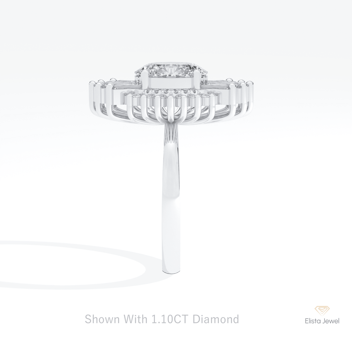 Oval Cut Starburst Engagement Lab Grown Diamond Ring in 18K Yellow Gold - Perspective View