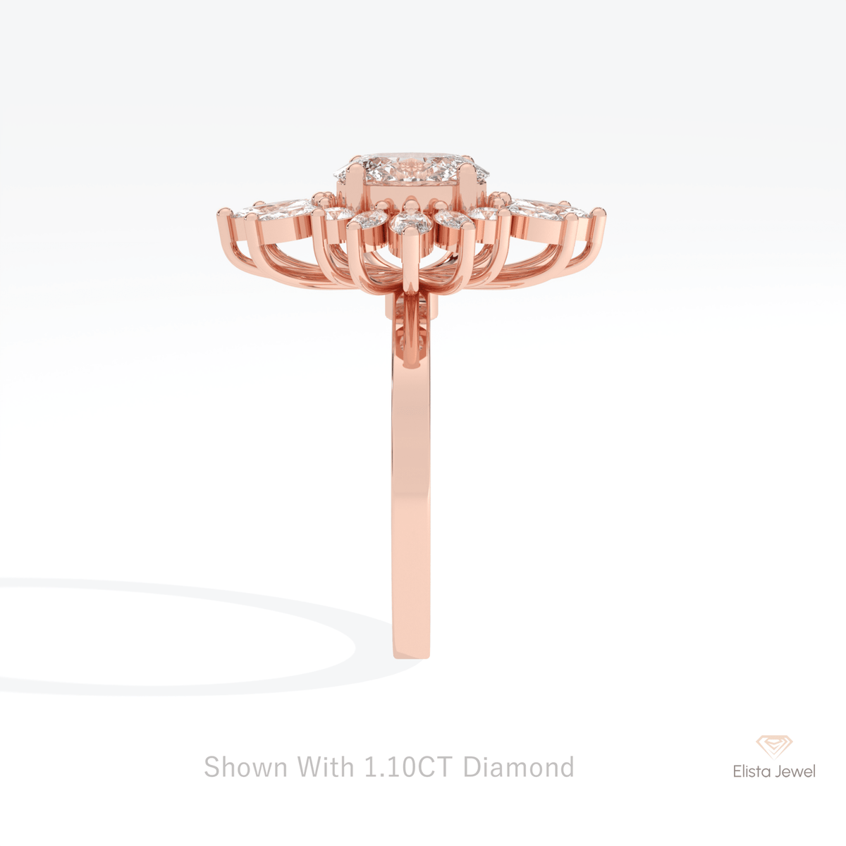 Oval Cut Starburst Engagement Lab Grown Diamond Ring - Additional View