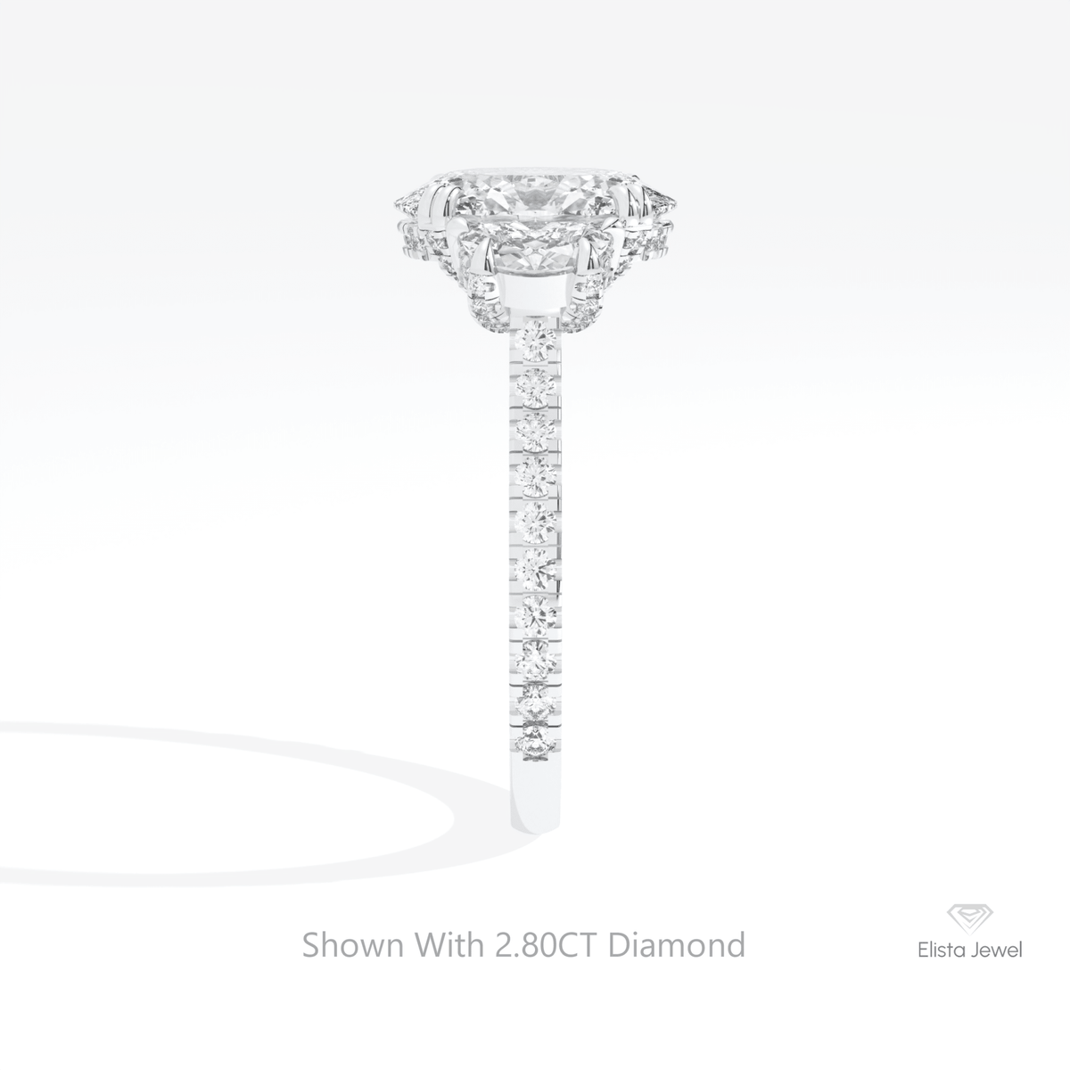 Oval Cut Three Stone Engagement Lab Grown Diamond Ring in 18K Yellow Gold - Perspective View