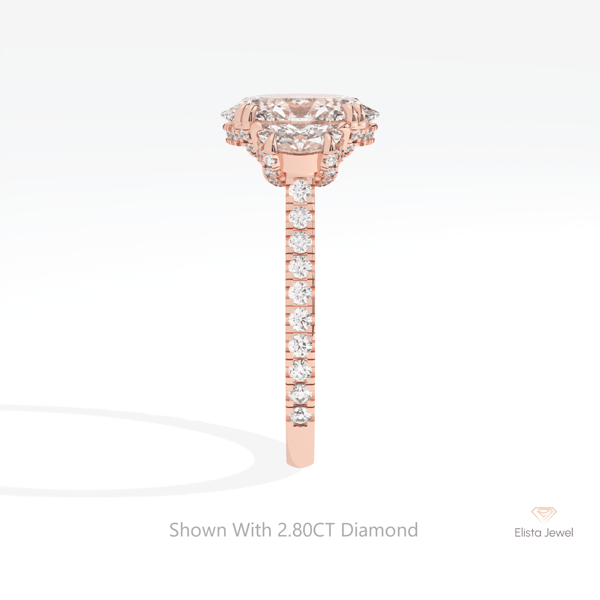 Oval Cut Three Stone Engagement Lab Grown Diamond Ring - Additional View