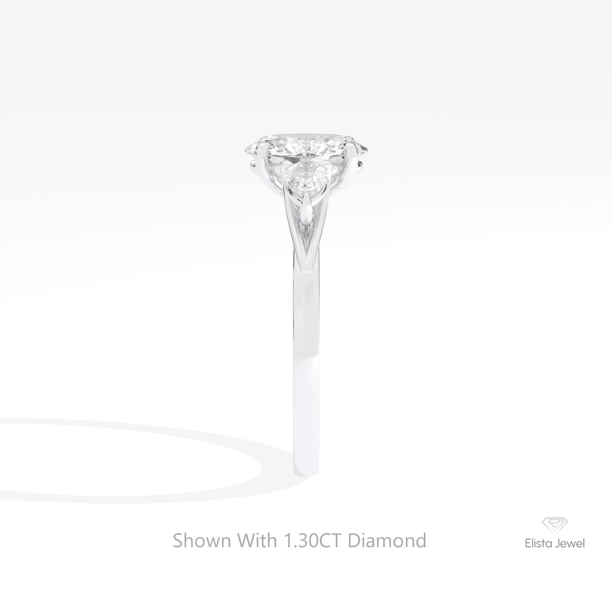 Oval Cut Three Stone Engagement Lab Grown Diamond Ring in 18K Yellow Gold - Perspective View