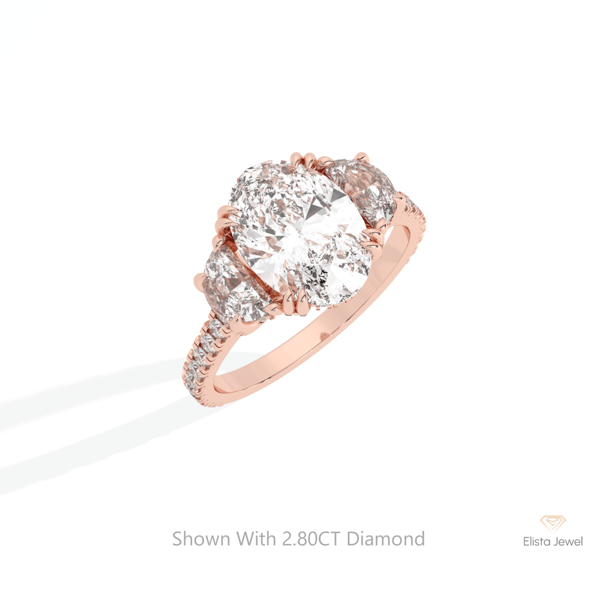 Oval Cut Three Stone Engagement Lab Grown Diamond Ring in Platinum - Lifestyle View