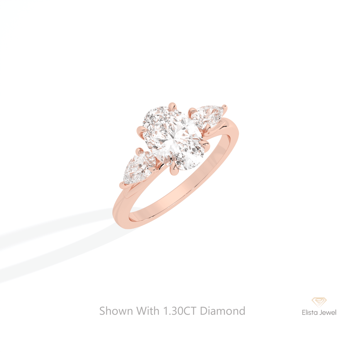 Oval Cut Three Stone Engagement Lab Grown Diamond Ring in Platinum - Lifestyle View