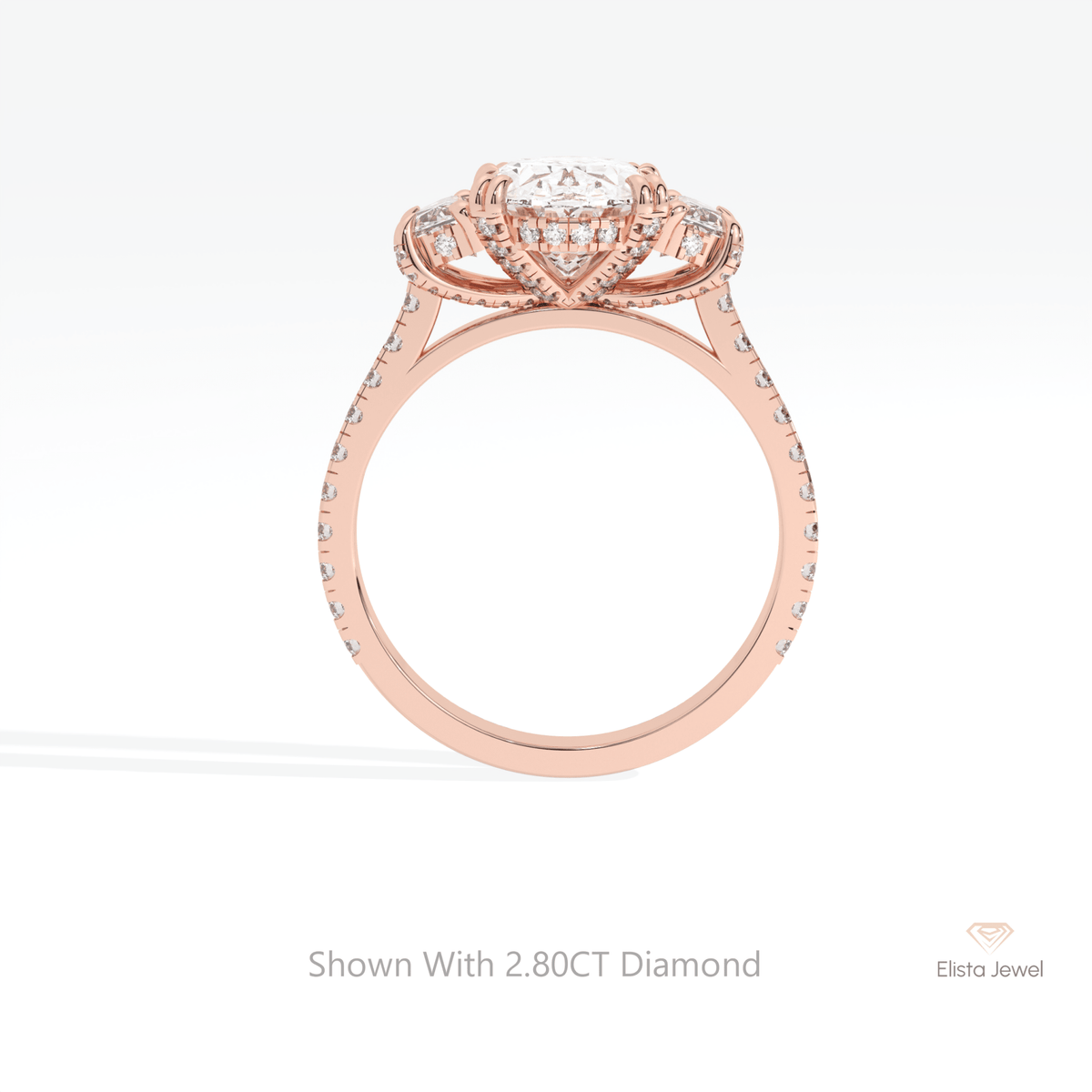 Oval Cut Three Stone Engagement Lab Grown Diamond Ring - Alternative View