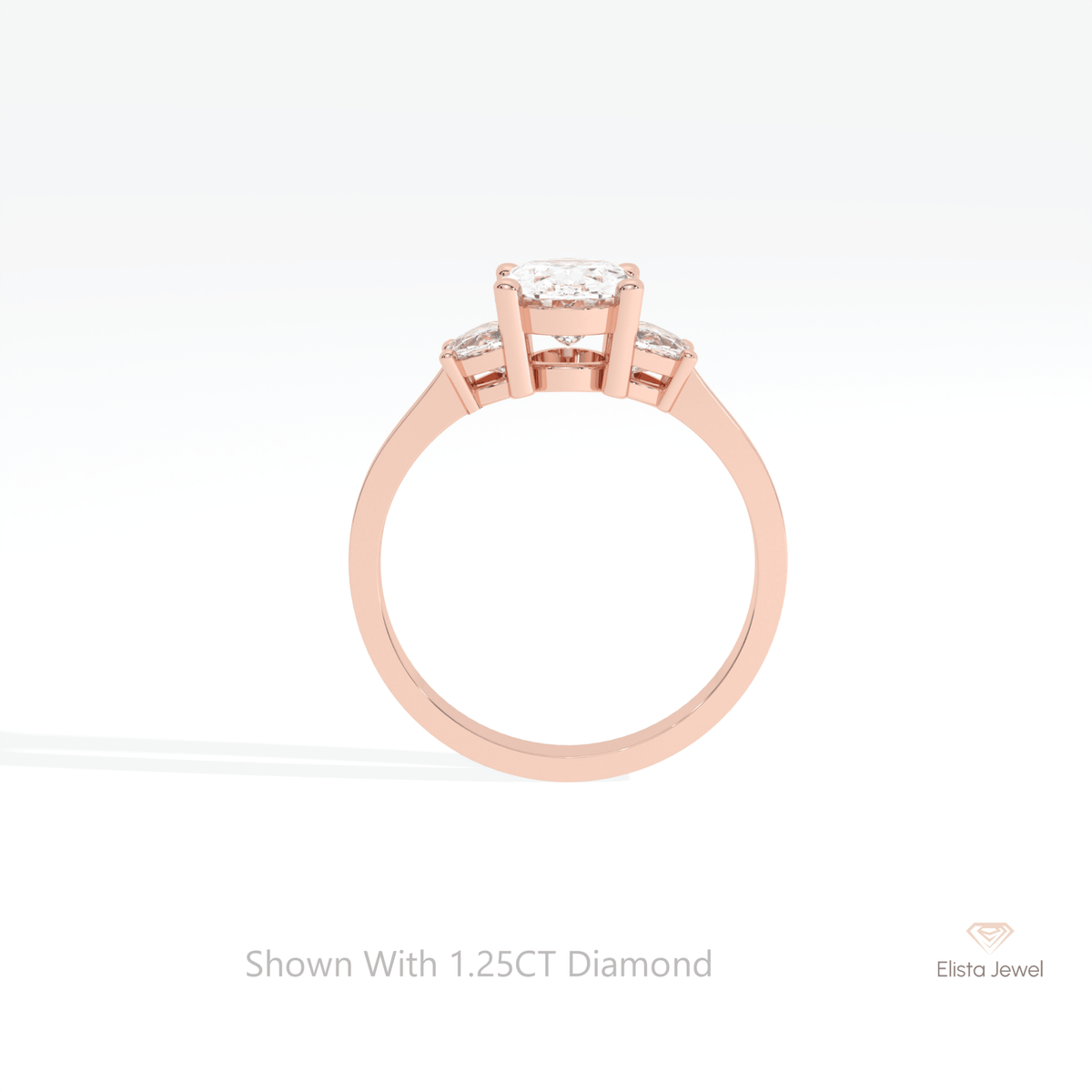 Oval Cut Three Stone Engagement Lab Grown Diamond Ring - Alternative View