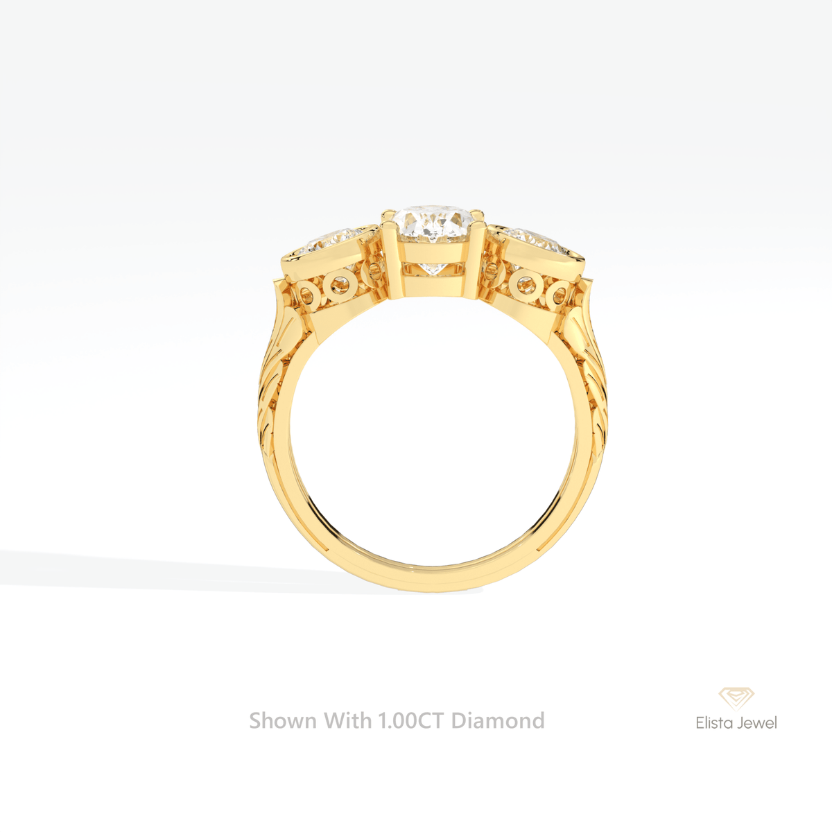 Oval Cut Three Stone Engagement Lab Grown Diamond Ring - Alternative View