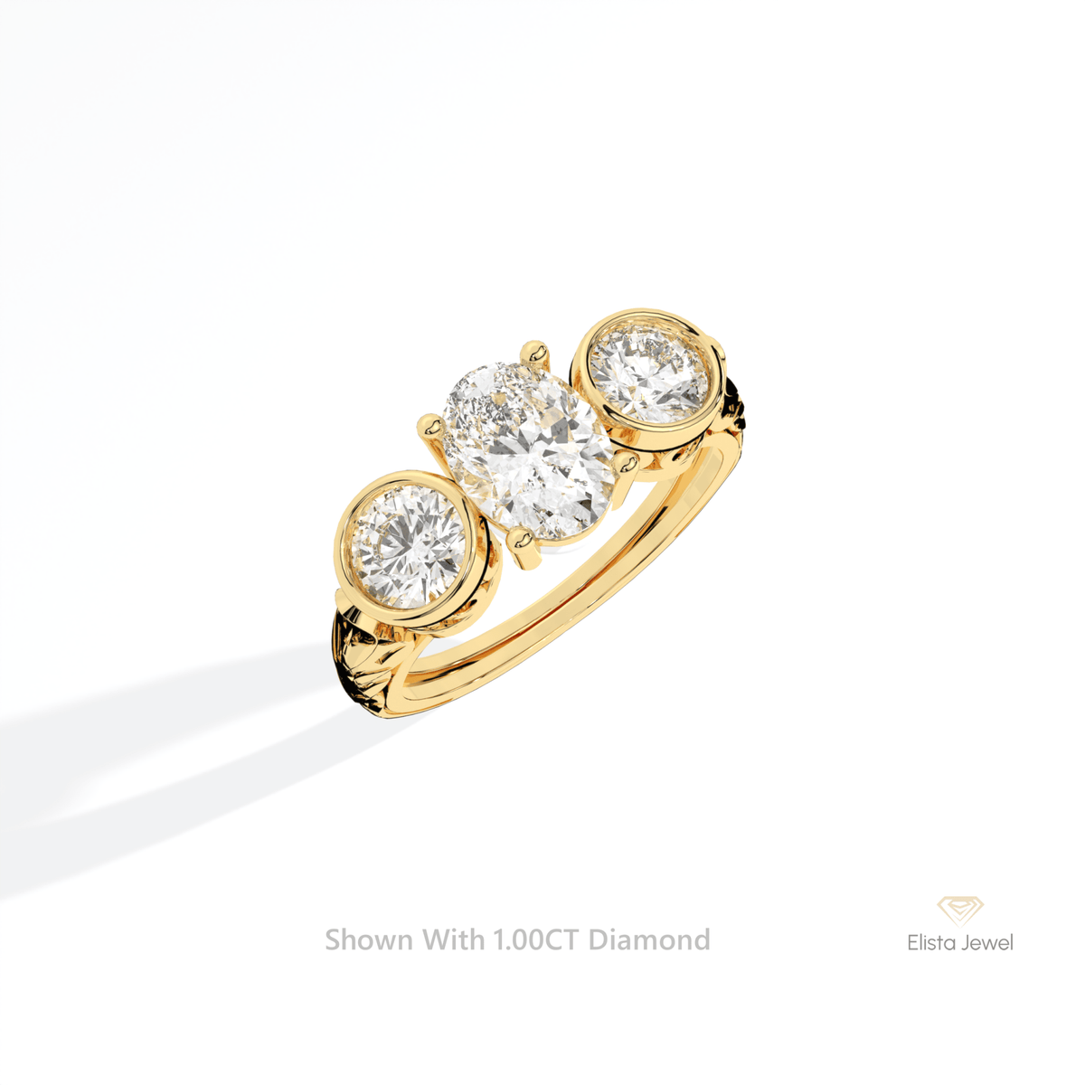 Oval Cut Three Stone Engagement Lab Grown Diamond Ring in Platinum - Lifestyle View