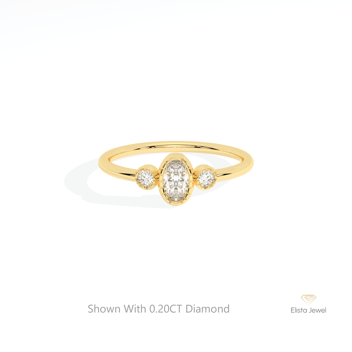 Oval Cut Three Stone Wedding Lab Grown Diamond Ring in 10K White Gold - Front View