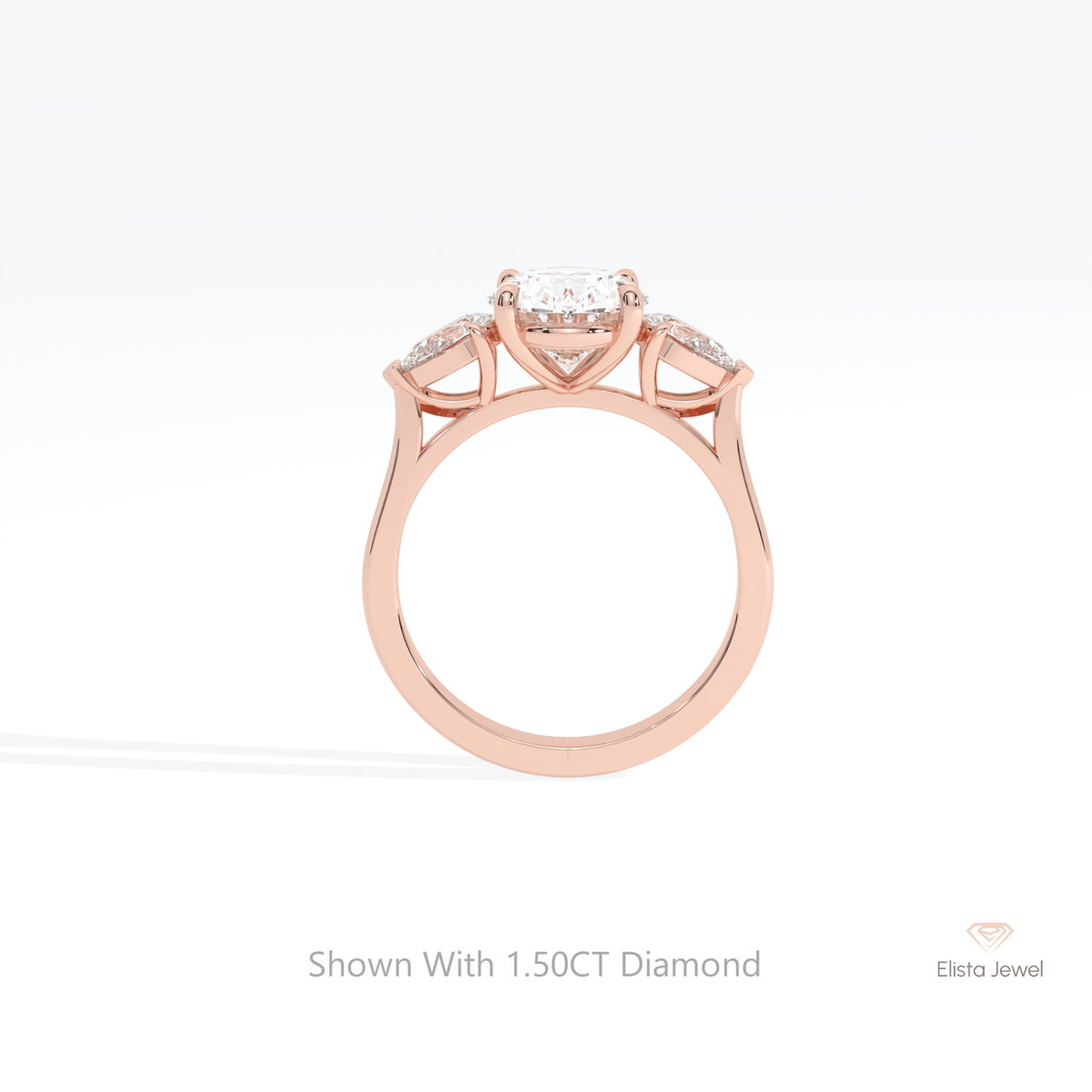 Oval Cut Three Stone Wedding Lab Grown Diamond Ring - Alternative View