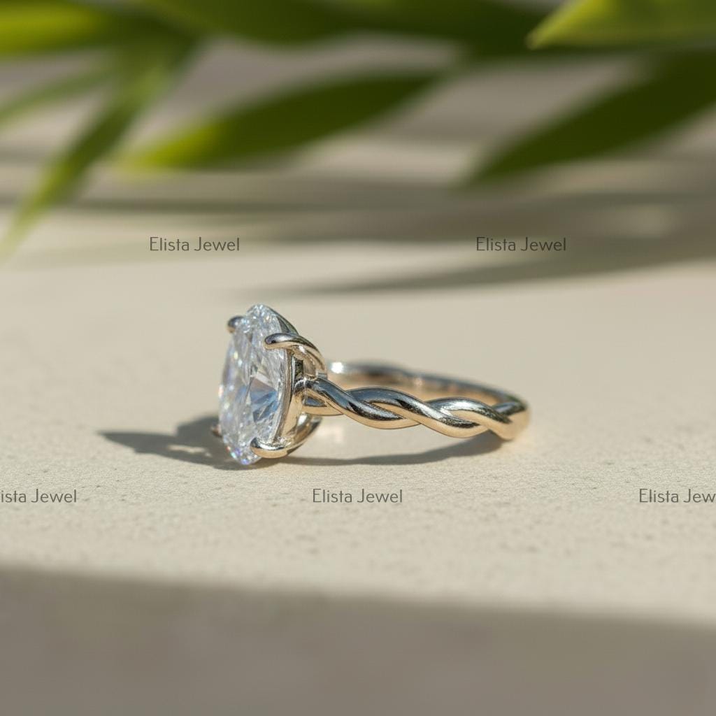 Oval Lab-Grown Diamond Engagement Ring, Twisted Braided Band