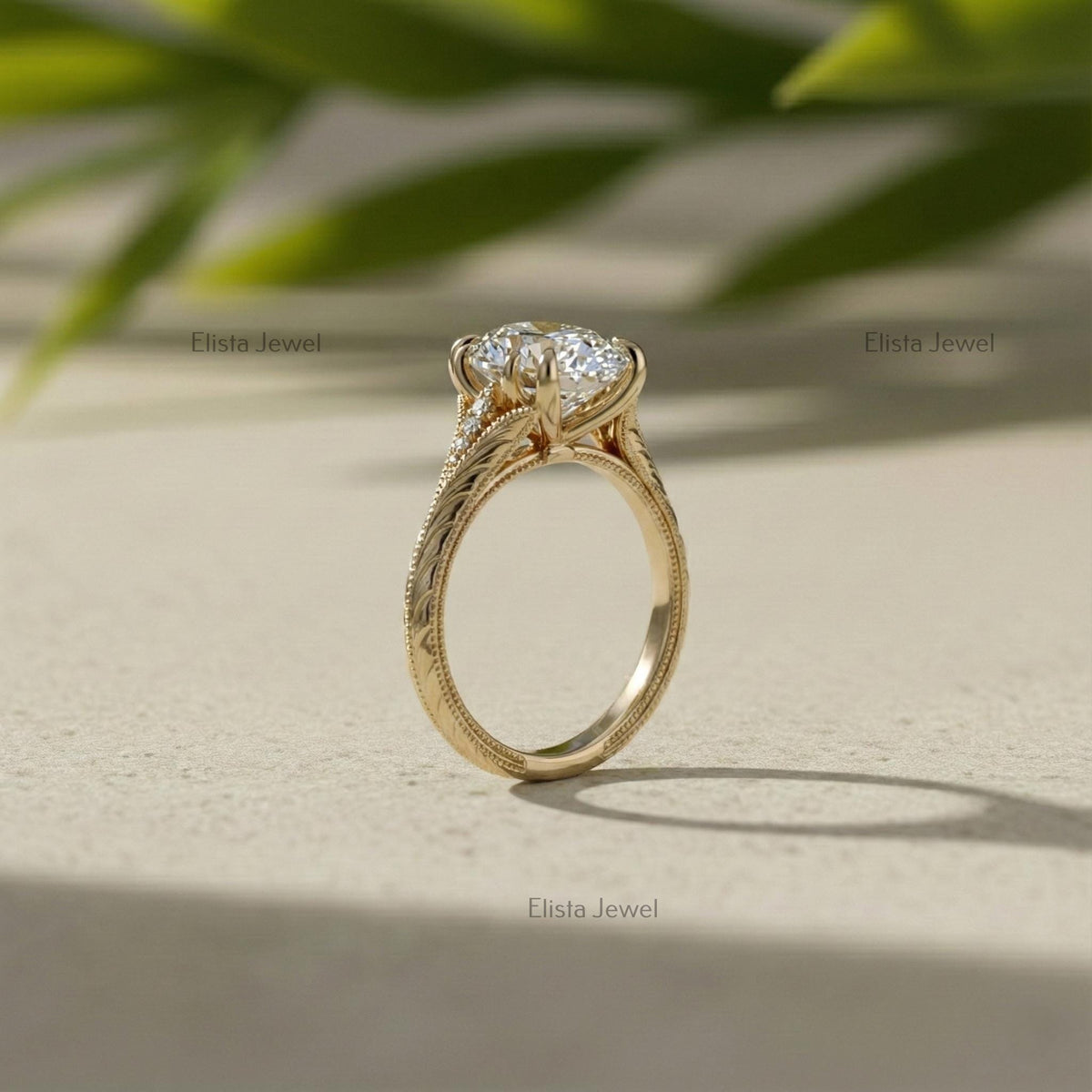 Oval Lab Diamond Engagement Ring in 14K Solid Yellow Gold