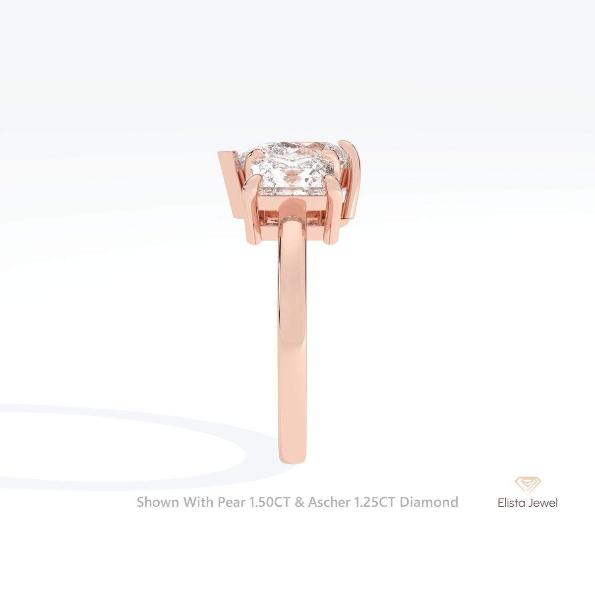 Pear And Ascher Cut Toi Et Moi Lab Grown Diamond Ring in 18K Yellow Gold - Perspective View