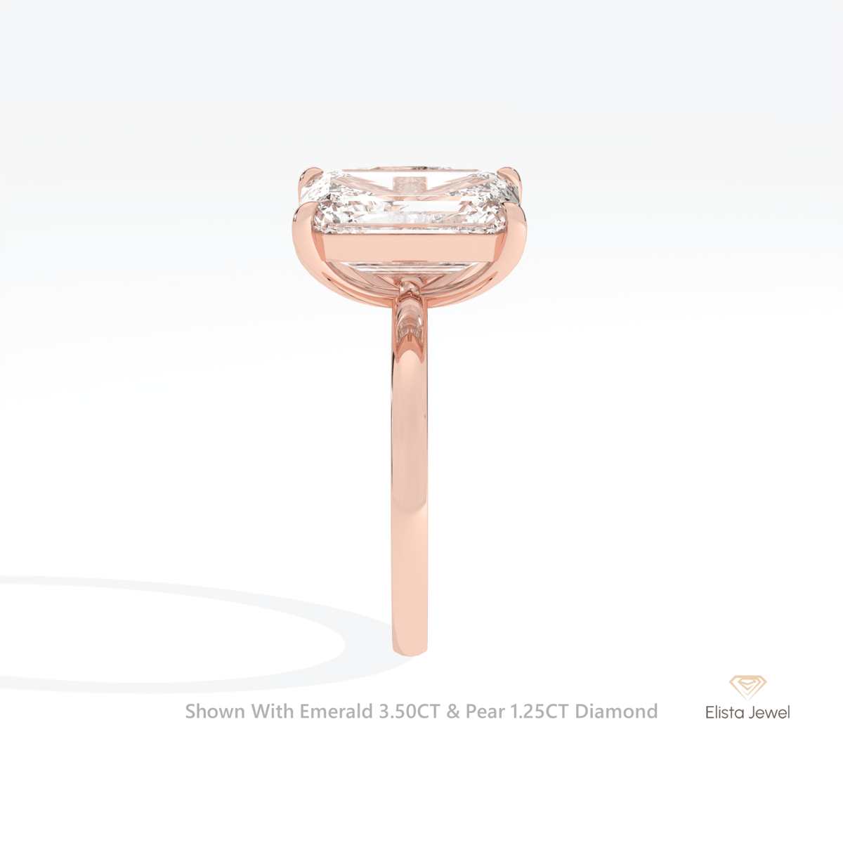 Pear And Emerald Cut Toi Et Moi Engagement Lab Grown Diamond Ring in 14K White Gold - Top View
