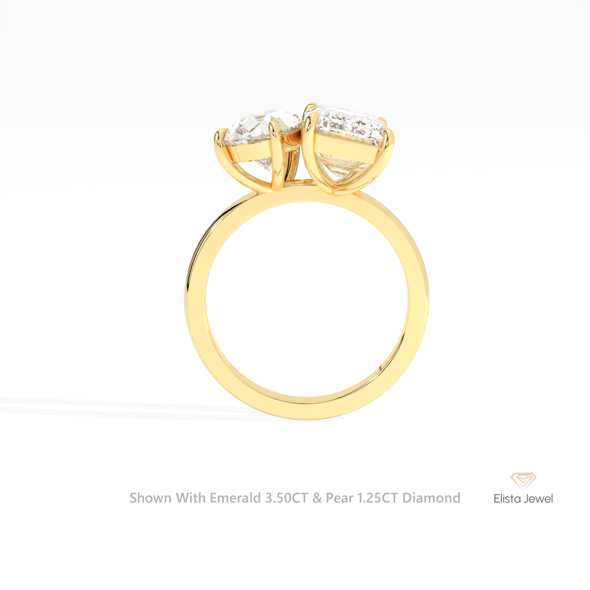 Pear And Emerald Cut Toi Et Moi Engagement Lab Grown Diamond Ring - Alternative View