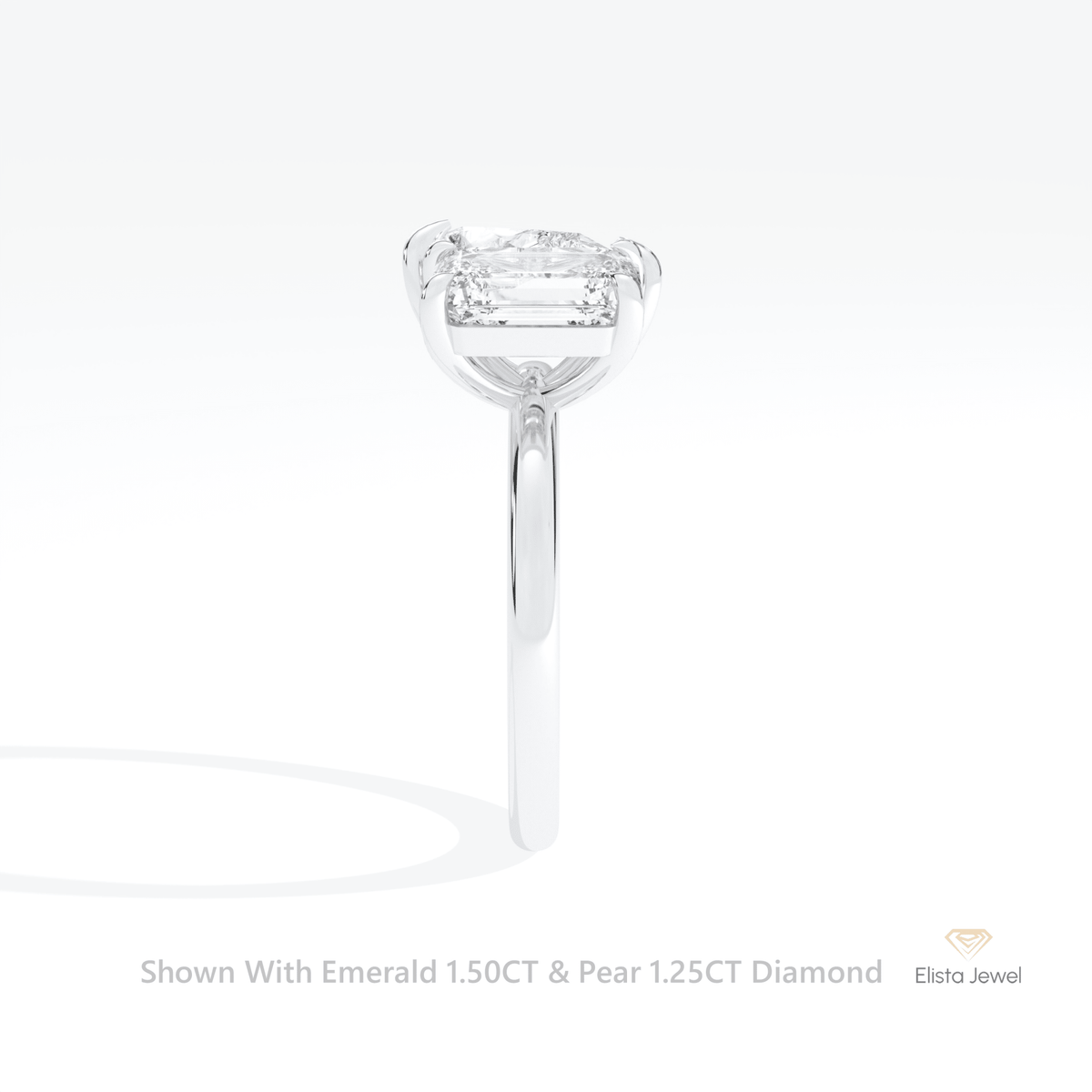 Pear And Emerald Cut Toi Et Moi Lab Grown Diamond Ring in 18K Yellow Gold - Perspective View