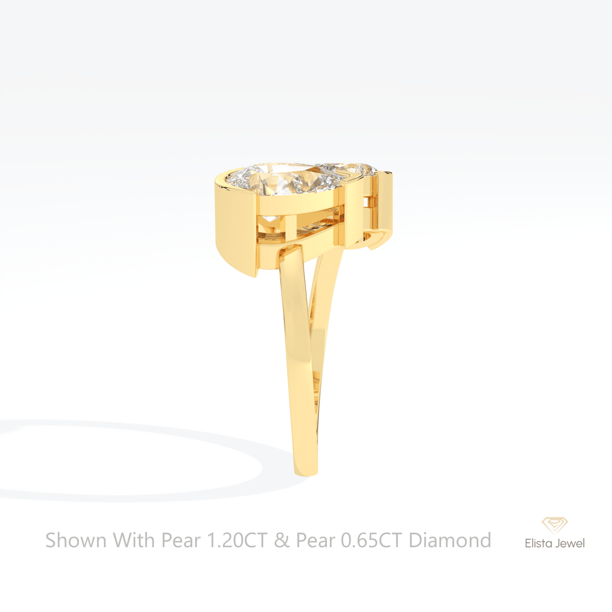 Pear And Pear Cut Toi Et Moi Lab Grown Diamond Ring in 14K White Gold - Top View