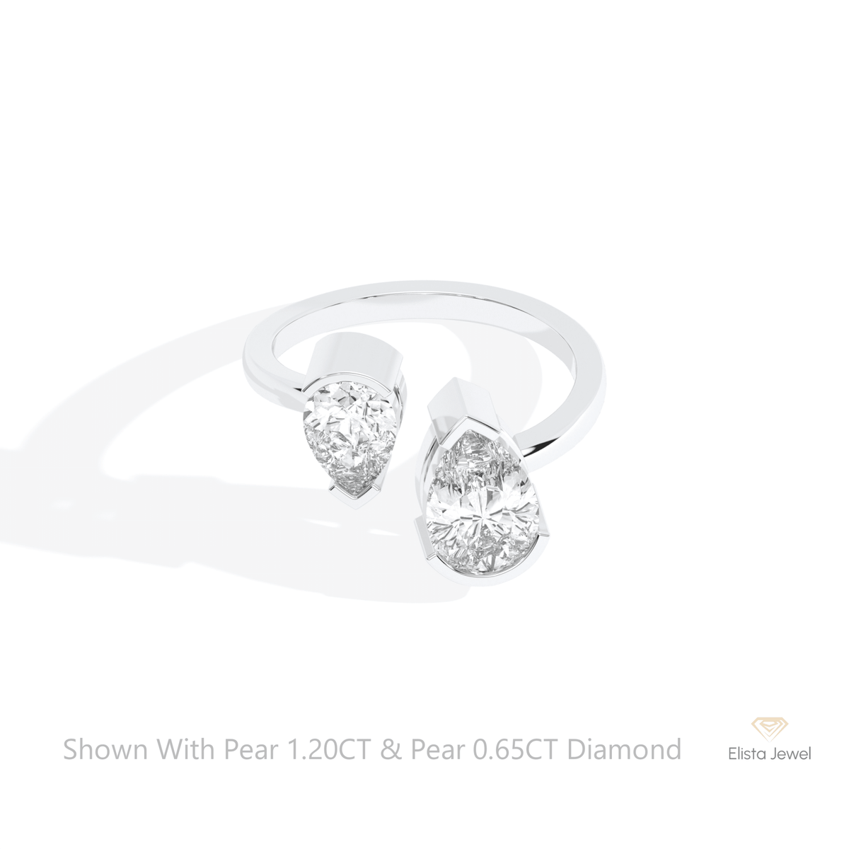 Pear And Pear Cut Toi Et Moi Lab Grown Diamond Ring in 14K Yellow Gold - Detail View