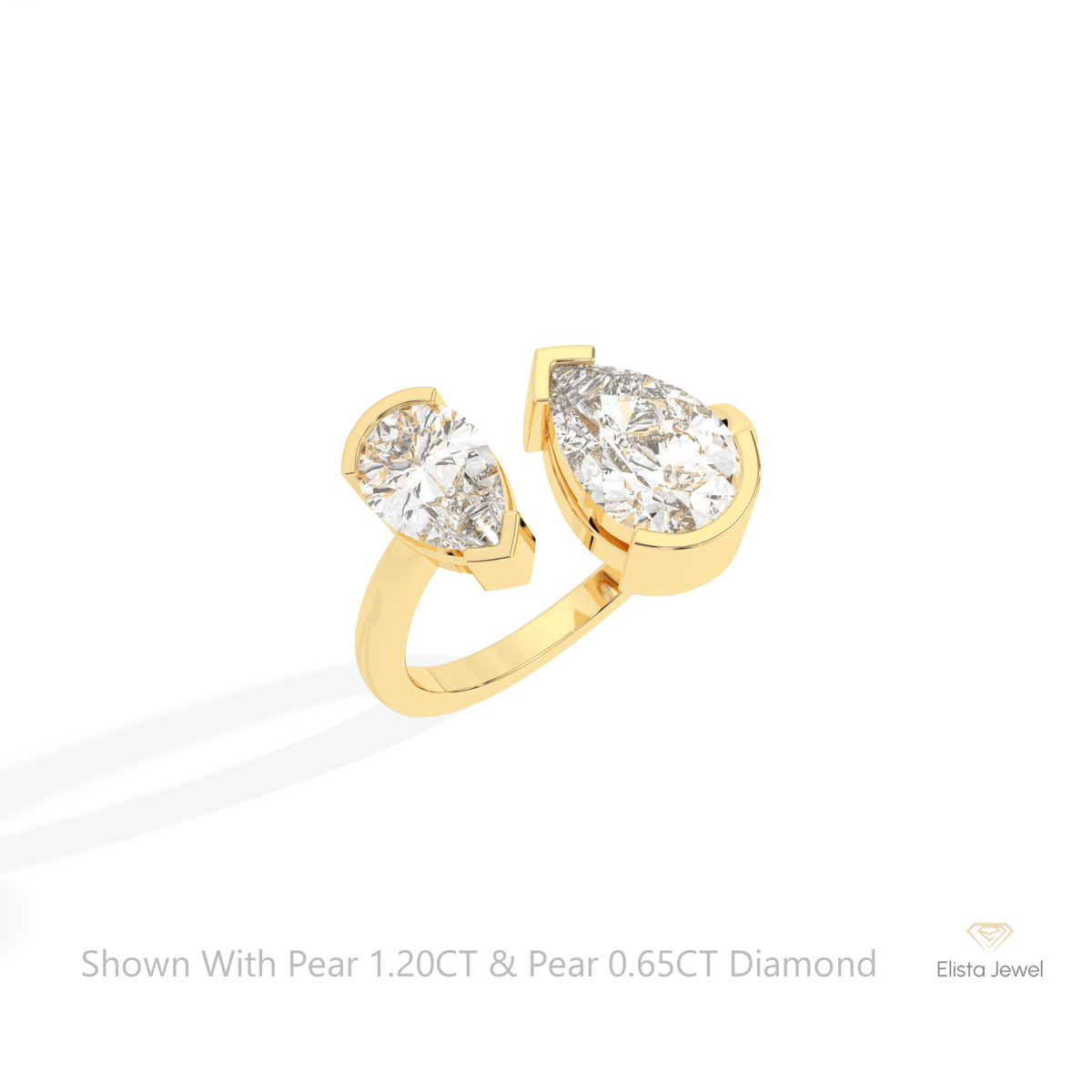Pear And Pear Cut Toi Et Moi Lab Grown Diamond Ring in 10K Yellow Gold - Side View