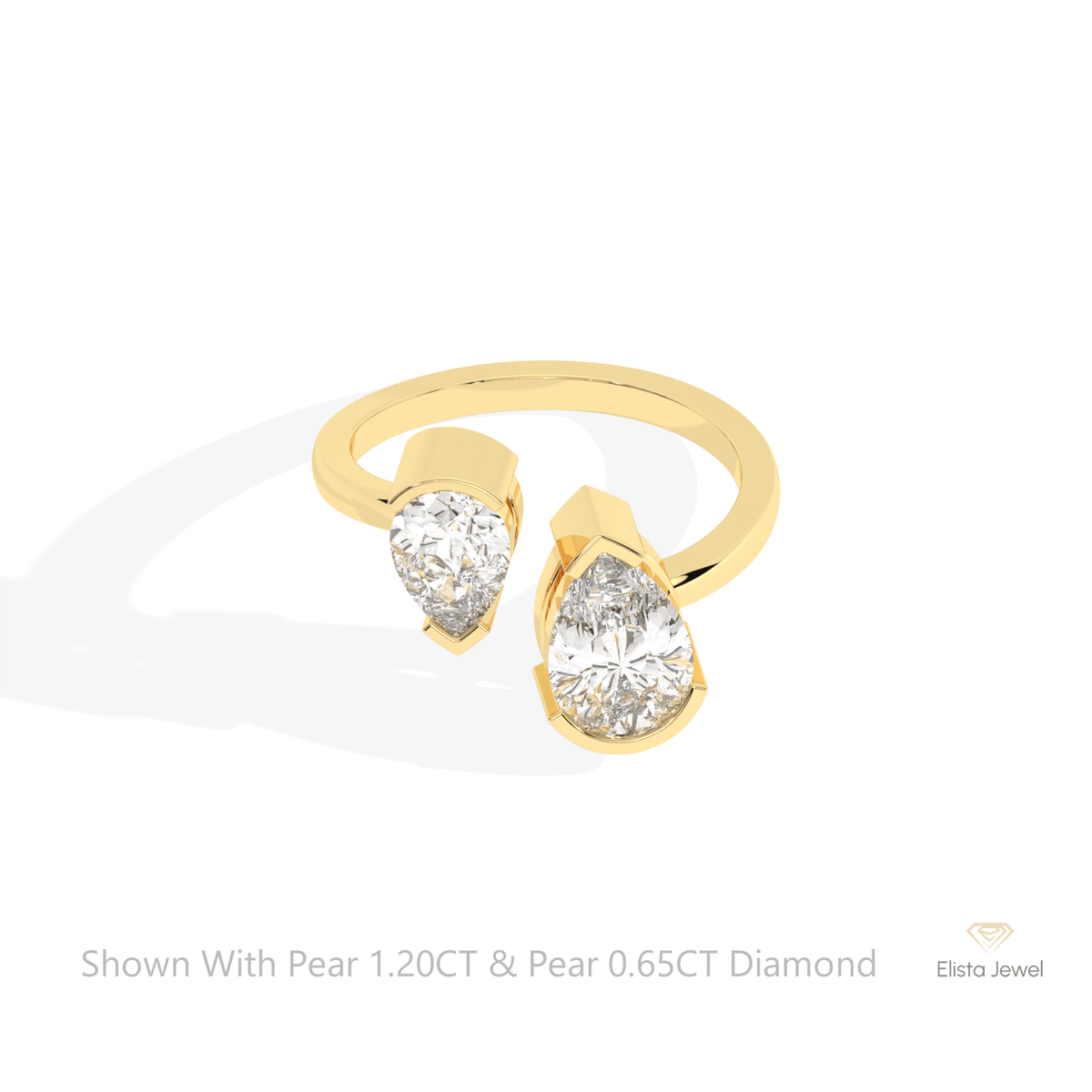 Pear And Pear Cut Toi Et Moi Lab Grown Diamond Ring in 10K White Gold - Front View