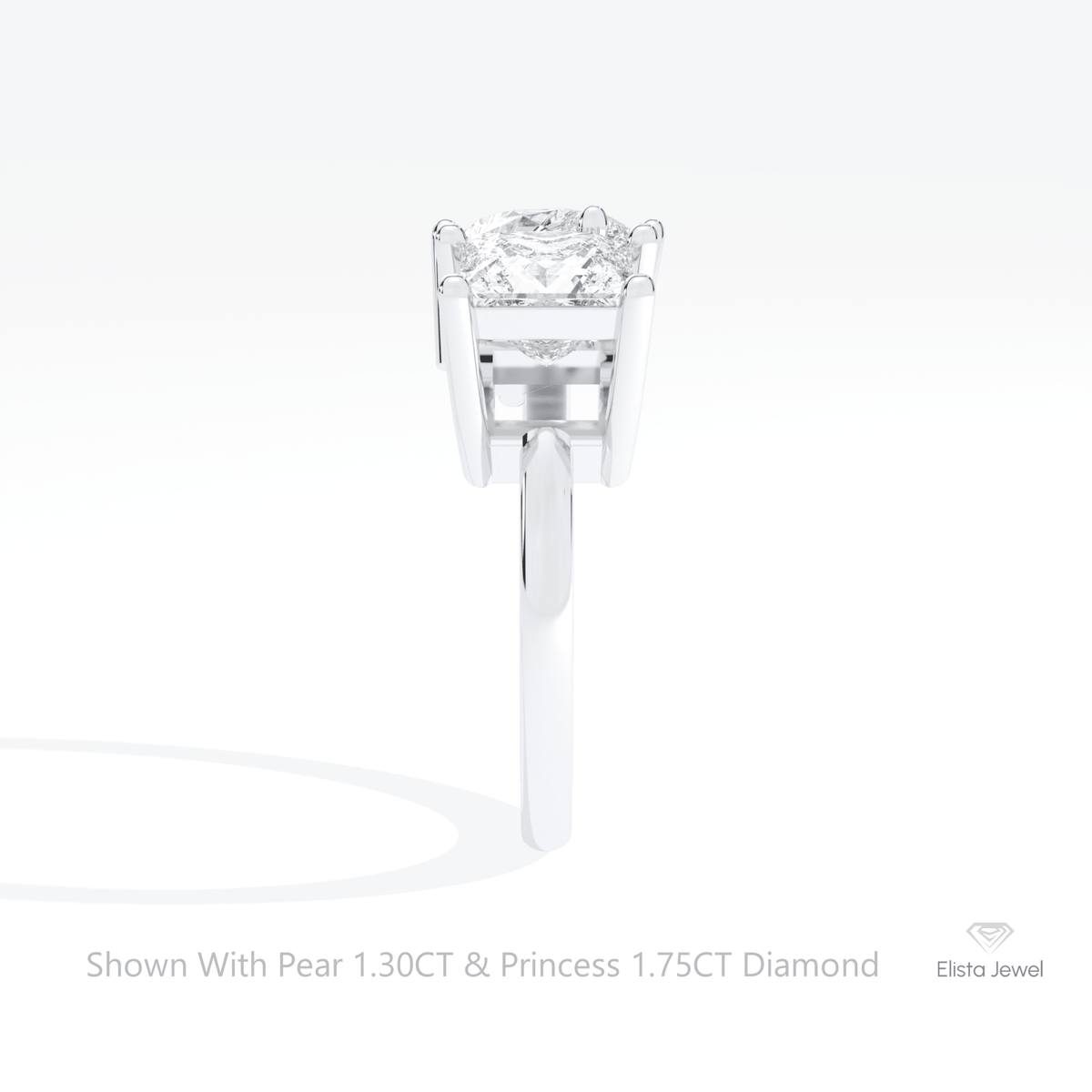 Pear And Princess Cut Toi Et Moi Lab Grown Diamond Ring in 18K Yellow Gold - Perspective View