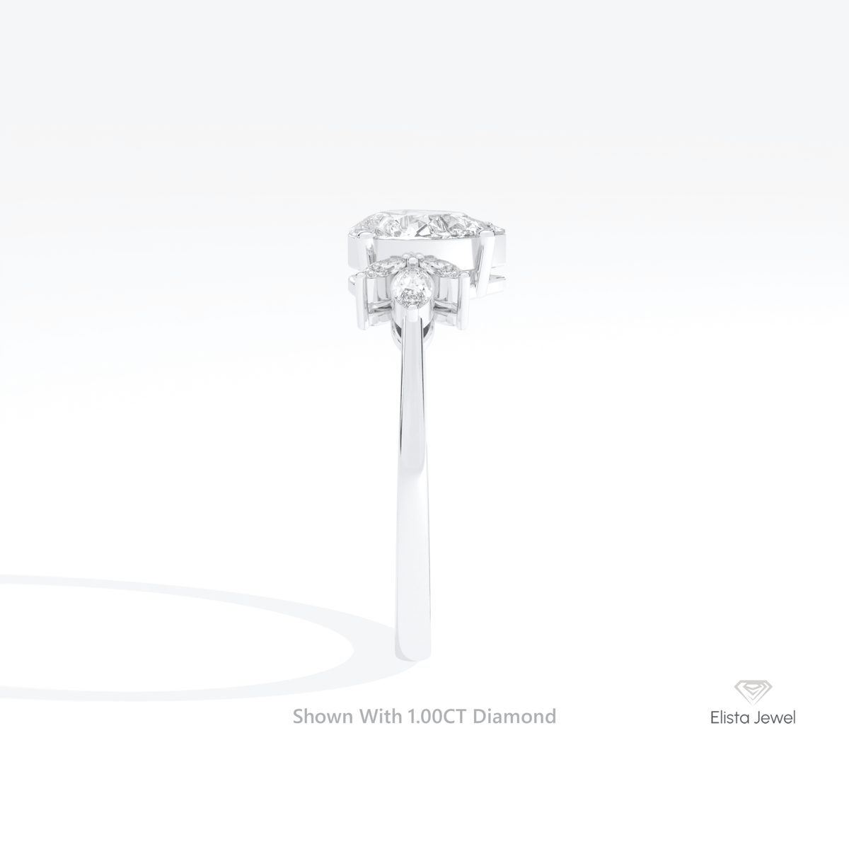 Pear Cut Accent Engagement Lab Grown Diamond Ring in 18K Yellow Gold - Perspective View