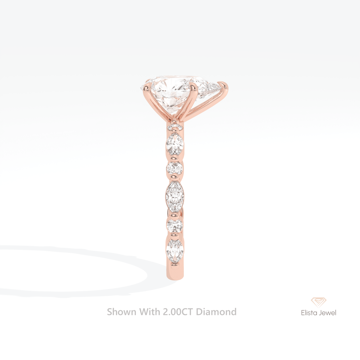 Pear Cut Accent Engagement Lab Grown Diamond Ring - Additional View