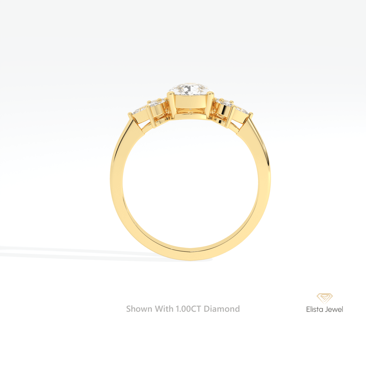 Pear Cut Accent Engagement Lab Grown Diamond Ring - Alternative View