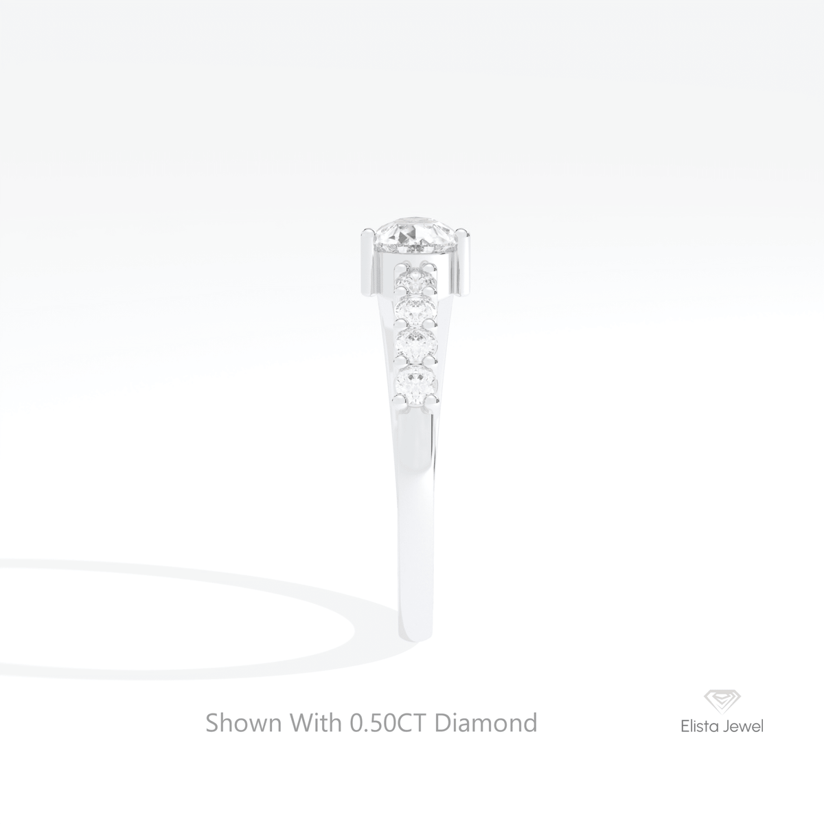 Pear Cut Accent Engagement Lab Grown Diamond Ring in 18K Yellow Gold - Perspective View