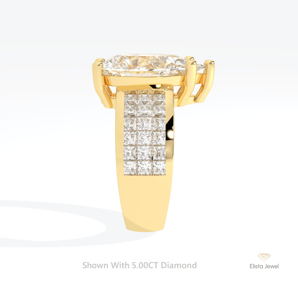 Pear Cut Accent Engagement Lab Grown Diamond Ring in 14K White Gold - Top View