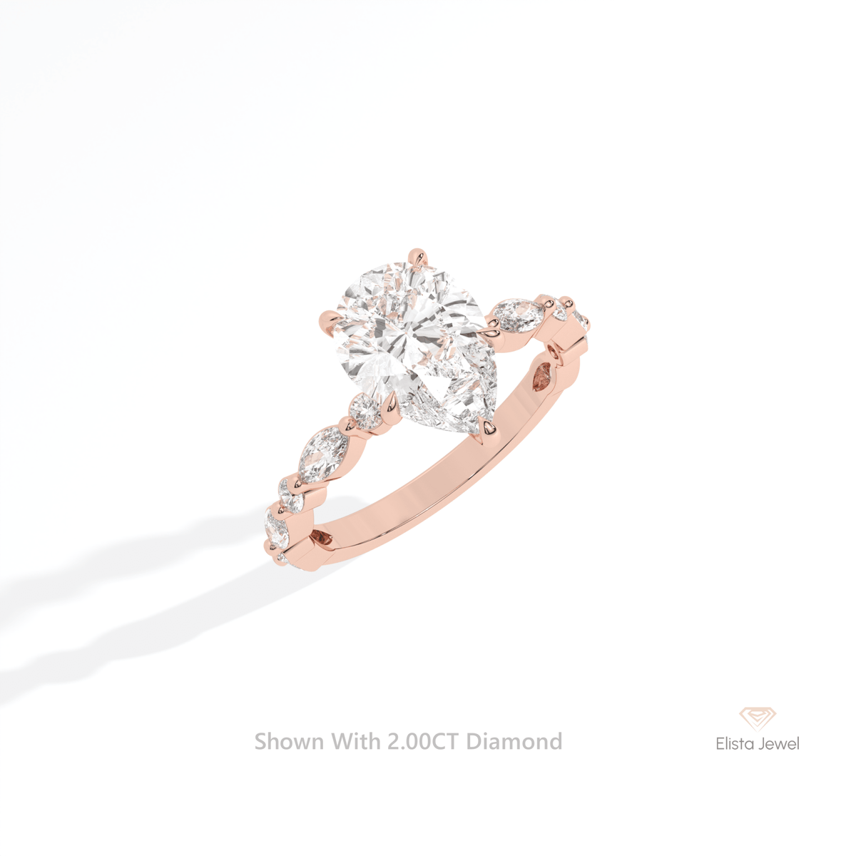 Pear Cut Accent Engagement Lab Grown Diamond Ring in Platinum - Lifestyle View