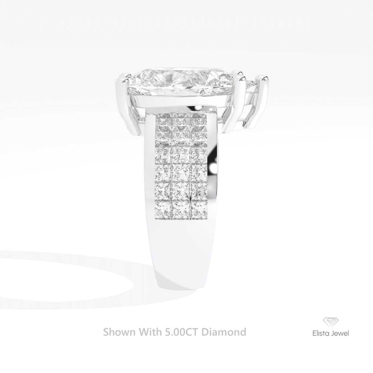 Pear Cut Accent Engagement Lab Grown Diamond Ring in 18K Yellow Gold - Perspective View