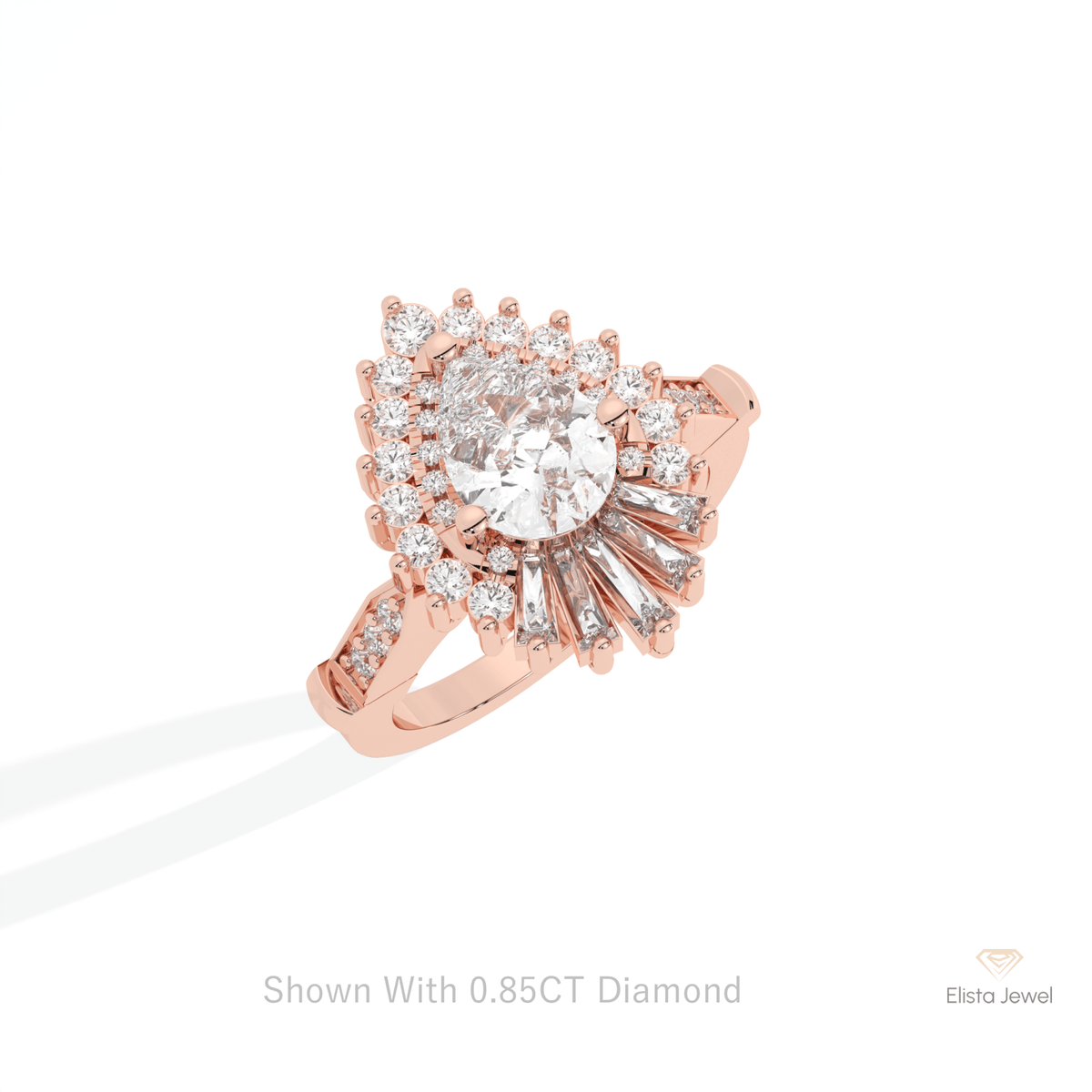 Pear Cut Art Deco Engagement Lab Grown Diamond Ring in Platinum - Lifestyle View